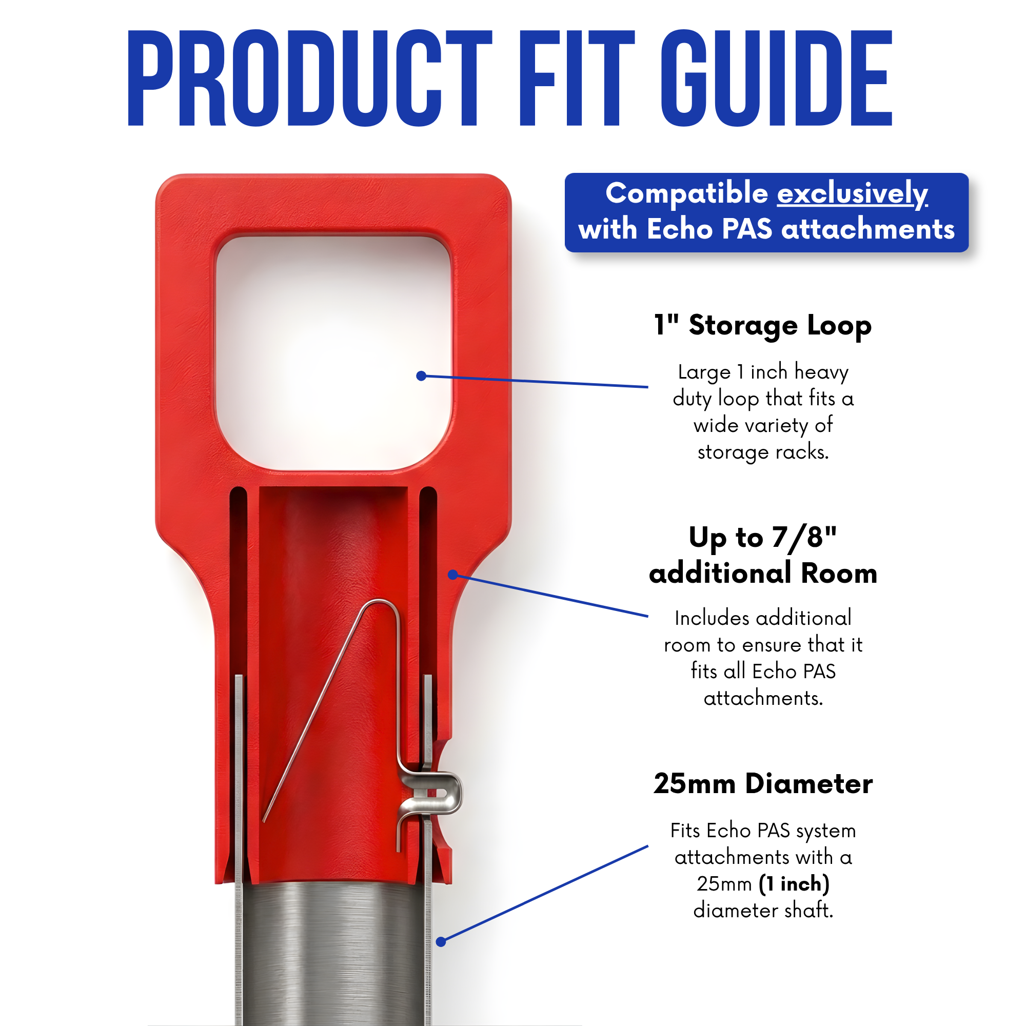 Echo PAS Trimmer Attachment Hanger — Grease Guard & Spring Button Hooks (4 Pack)