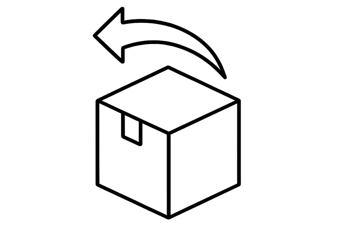 Icon of a box with an arrow indicating to open it on a white background